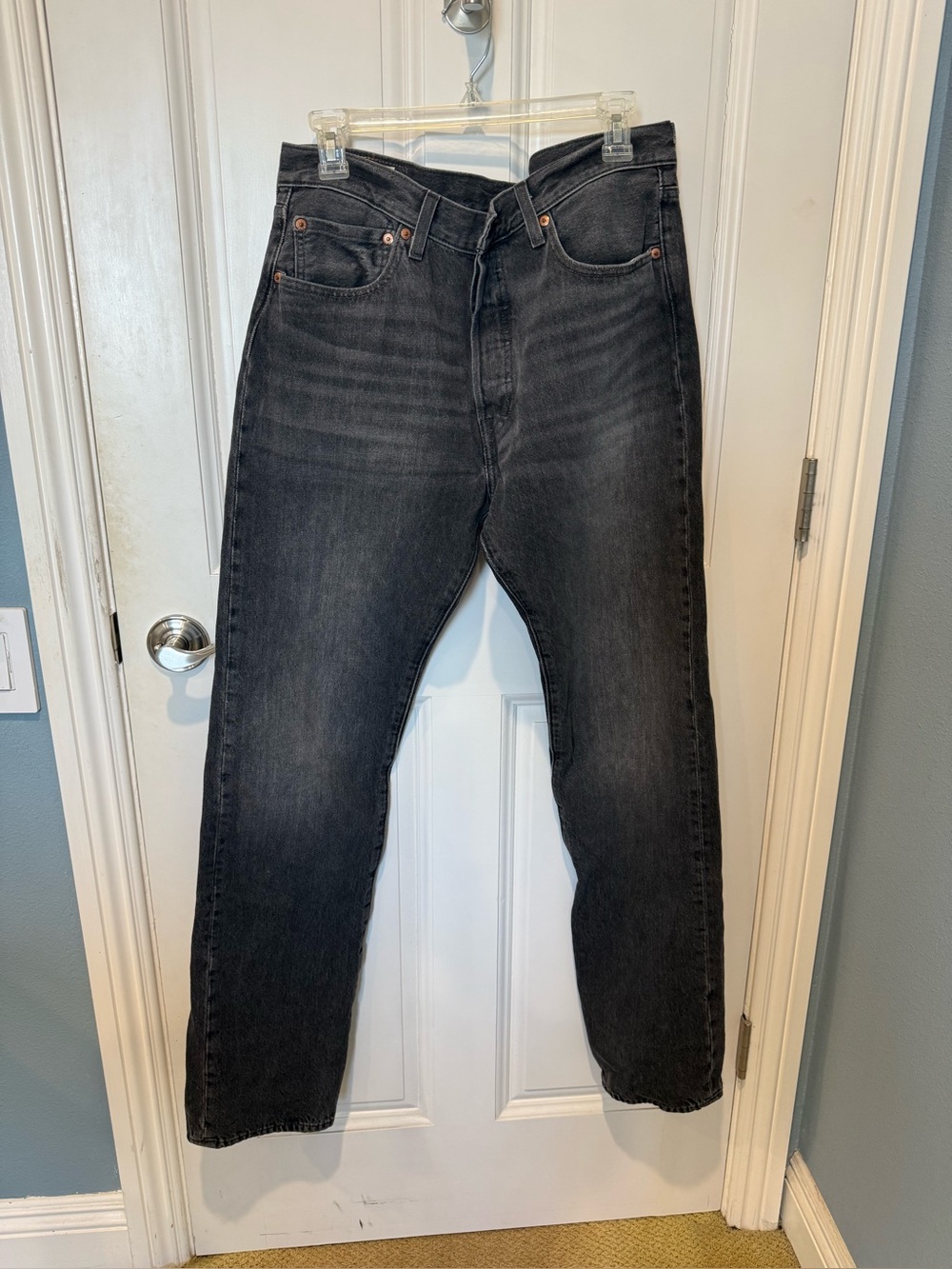 Levi's Premium 501 Original Fit Jeans Men's 33x34 Faded Black Big E Comfort Stre